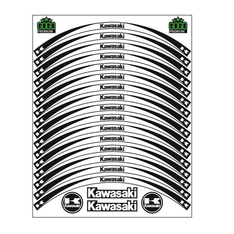 SEVGENT Skm Siyah Beyaz Kawasaki Uyumlu Reflektörlü 1 Set Jant Şeridi