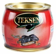 TEKSEN Yağlı Sele Siyah Zeytin Fıçı tipi Teneke-1500G