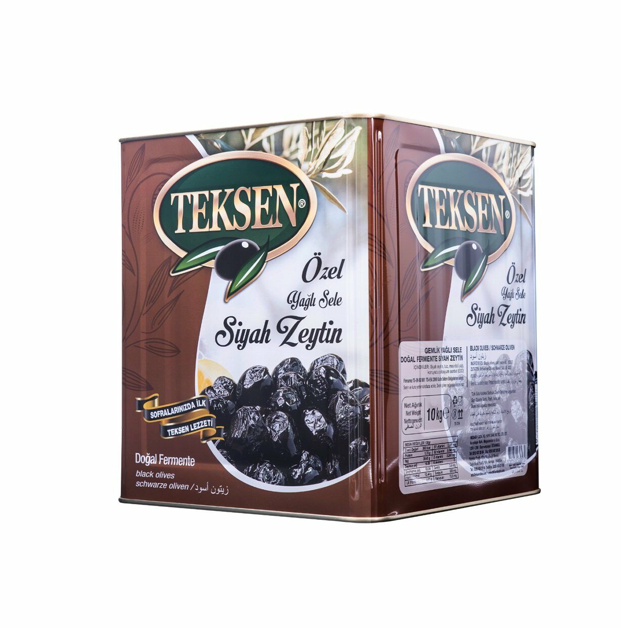 TEKSEN Yağlı Sele Siyah Zeytin Teneke-Kahverengi 10KG