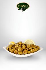 TEKSEN Grilled Green Olives Glass Jar-400G