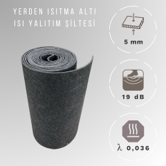5mm Yerden Isıtma Altı Isı Yalıtım Şiltesi Polyester Elyaf Keçe