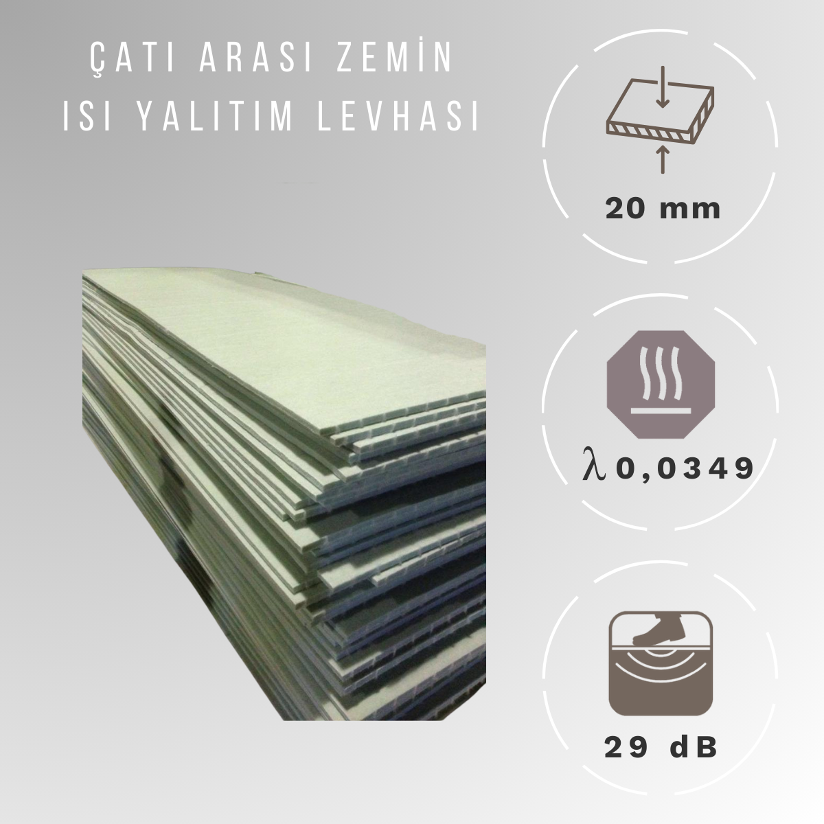 20mm Çatı Arası Zemin Isı Yalıtım Levhası