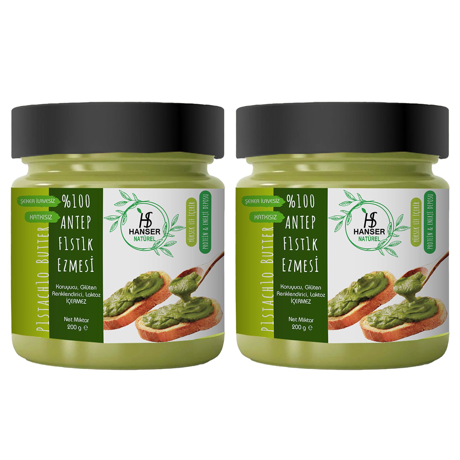 Hanser Natürel %100 Antep Fıstığı Ezmesi ‘2li Paket (200g x2)