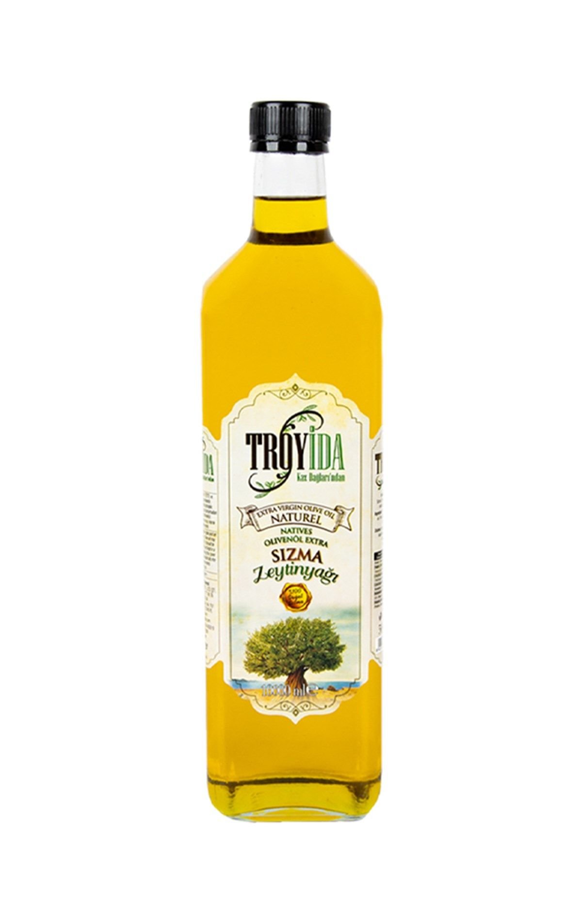 Troyida Naturel Sızma Zeytinyağı Cam Şişe 1LT