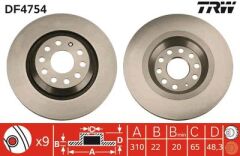 Volkswagen Yedek Parça Scirocco Fren Diski Arka 24386 / DDF1503 / DF4754 (TAKIM FIYAT) TRW DF4754-1K0615601N