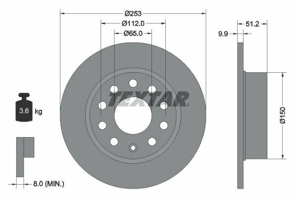 Volkswagen Yedek Parça New Beetle Fren Diski Arka Textar 92120903-1K0615601K