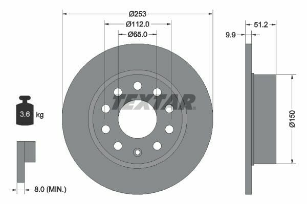 Volkswagen Yedek Parça Golf Fren Diski Arka Textar 92120903-1K0615601K