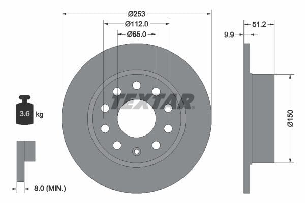 Volkswagen Yedek Parça Scirocco Fren Diski Arka Textar 92120903-1K0615601K