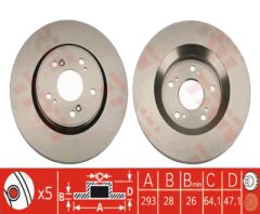 TRW DF4857S CRV (RE, RM) 2.0:1.6 i-DTEC:2.2 i-CTDİ:2.2 i-DTEC FREN DİSKİ ÖN .