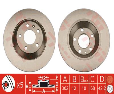 TRW DF4776 A6 BM FREN DİSKİ ARKA DDF1850 (TAKIM FİYAT)