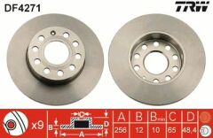 Seat Yedek Parça Altea Fren Diski Arka 36215-DDF1276-DF4271 (TAKIM FIYAT) TRW DF4271-1K0615601L