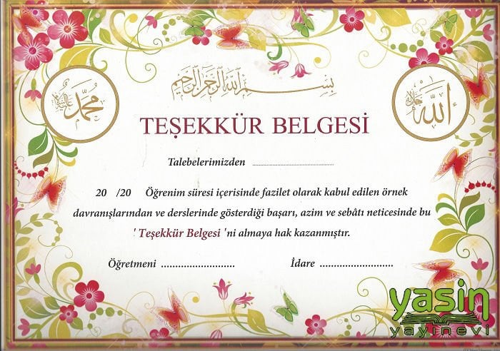 Teşekkür Belgesi