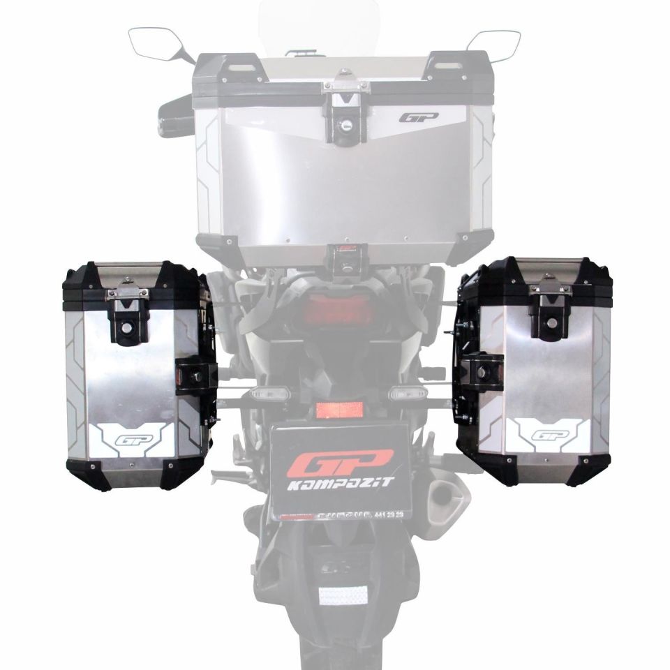 Universal 40 lt x 2 Alüminyum Motosiklet Yan Çanta Seti Gri