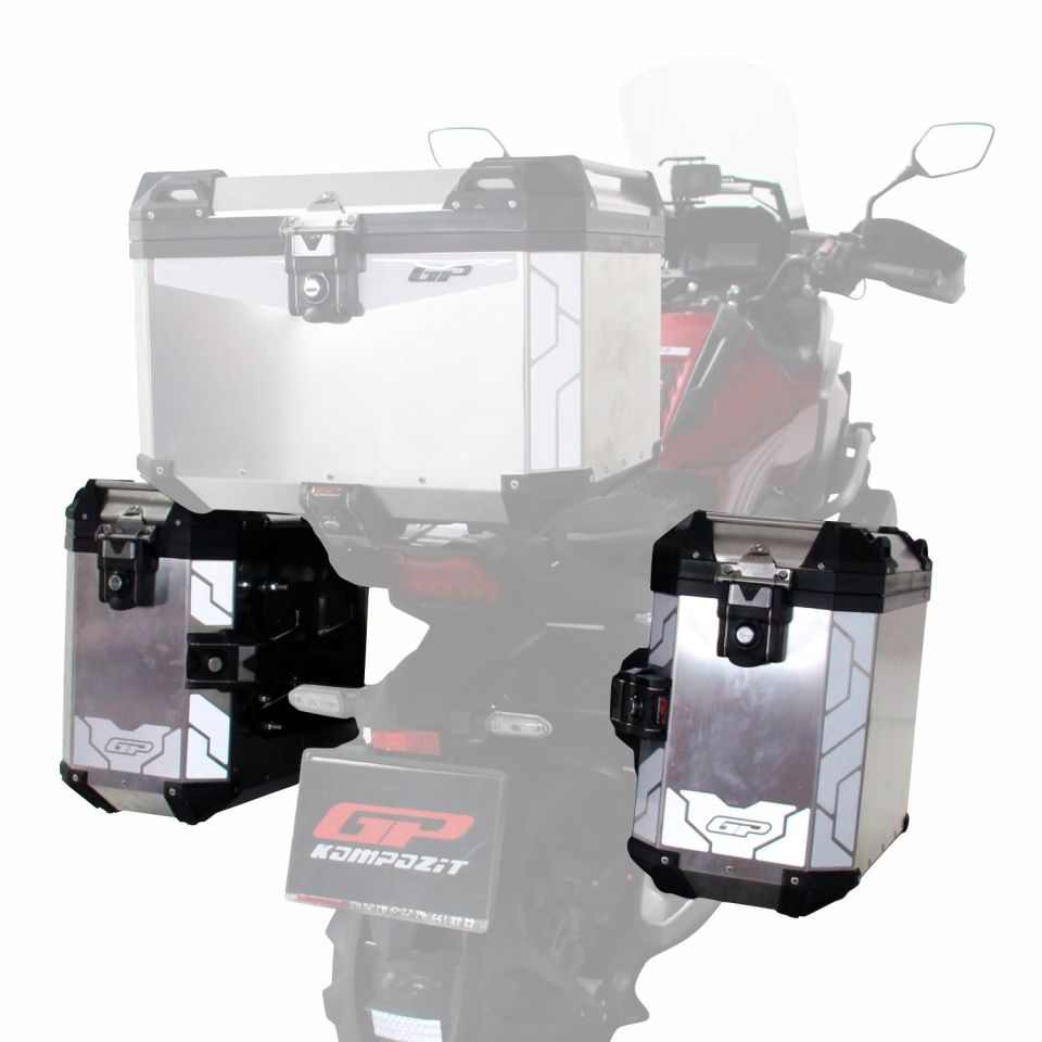 Universal 40 lt x 2 Alüminyum Motosiklet Yan Çanta Seti Gri