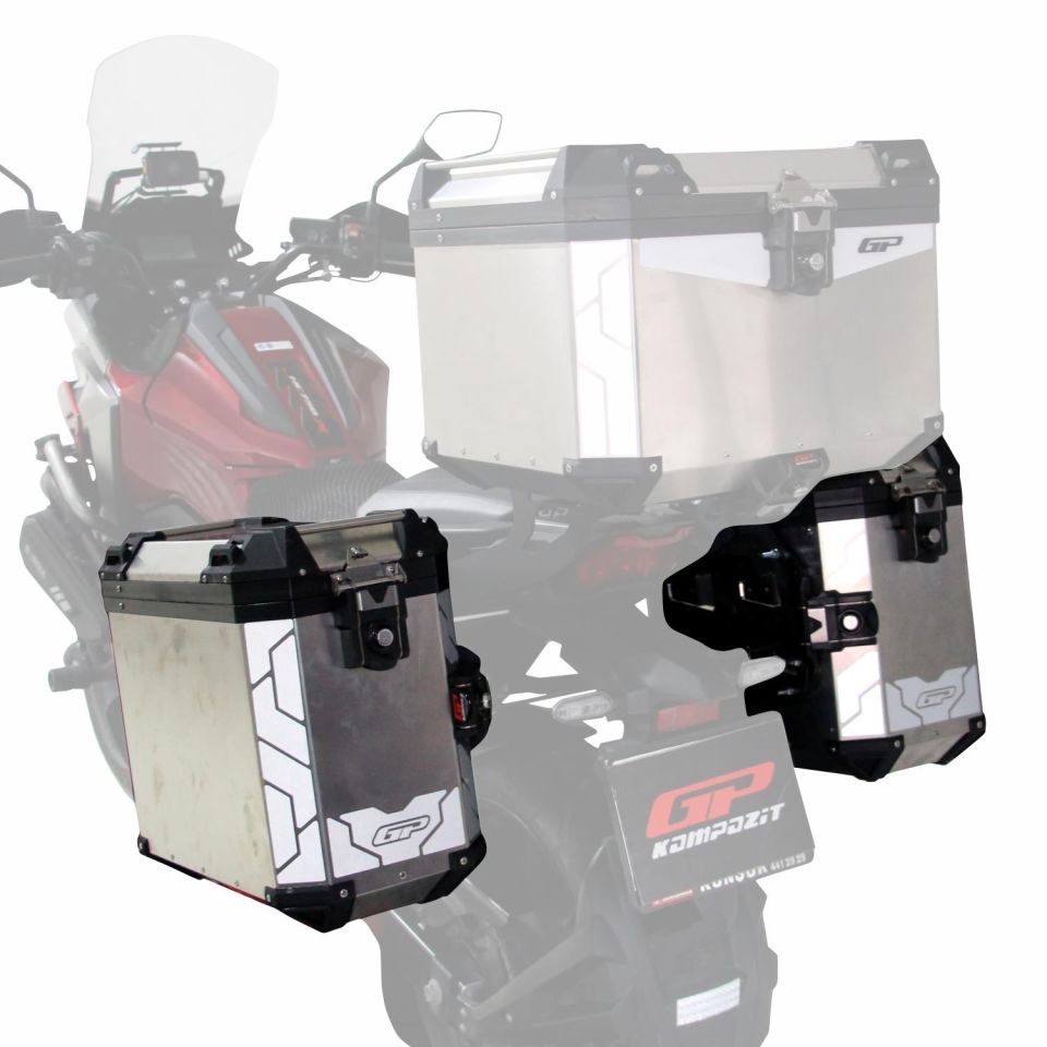Universal 40 lt x 2 Alüminyum Motosiklet Yan Çanta Seti Gri
