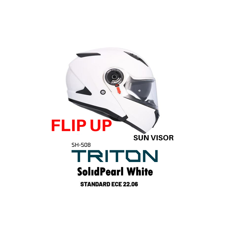 FlipUp SH-508SV TRITON Pearl Çene Açılır Beyaz Kask