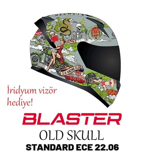 SH-667SV Blaster Oldskull Motosiklet Kaskı