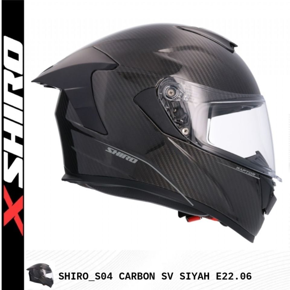 Shiro FullFace Carbon SV (Gözlüklü) Motosiklet Kaskı Siyah