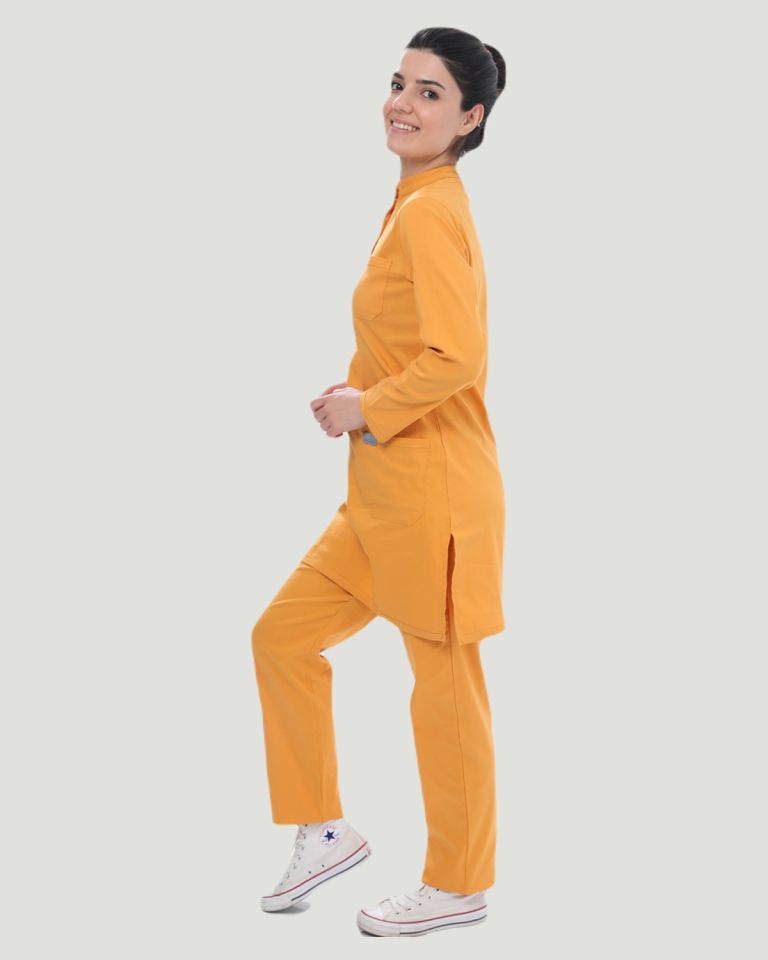 U-FLEX LİKRALI TESETTÜR CERRAHİ FORMA TAKIM XL - Koyu Hardal