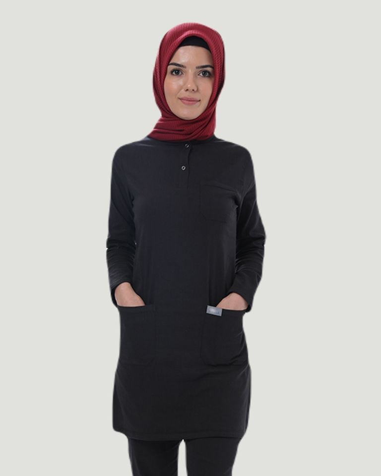 U-FLEX LİKRALI TESETTÜR CERRAHİ FORMA TAKIM Siyah - XL