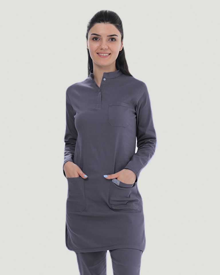 U-FLEX LİKRALI TESETTÜR CERRAHİ FORMA TAKIM XL - Füme