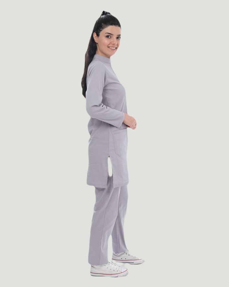 U-FLEX LİKRALI TESETTÜR CERRAHİ FORMA TAKIM Gri - XXL