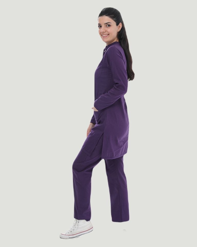 U-FLEX LİKRALI TESETTÜR CERRAHİ FORMA TAKIM Mor - XXL