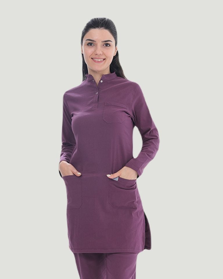 U-FLEX LİKRALI TESETTÜR CERRAHİ FORMA TAKIM Mürdüm - XXL