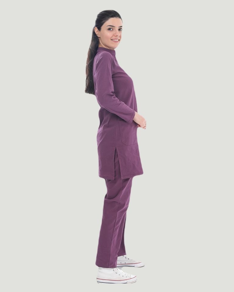 U-FLEX LİKRALI TESETTÜR CERRAHİ FORMA TAKIM Mürdüm - XXL