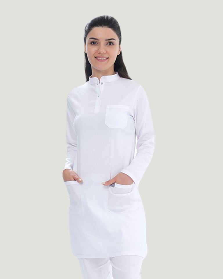 U-FLEX LİKRALI TESETTÜR CERRAHİ FORMA TAKIM Beyaz - XXL