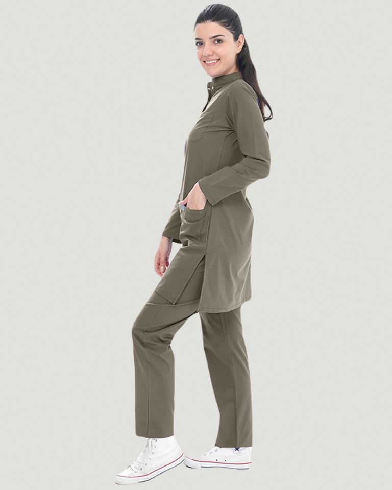 U-FLEX LİKRALI TESETTÜR CERRAHİ FORMA TAKIM XXL - Haki Yeşil