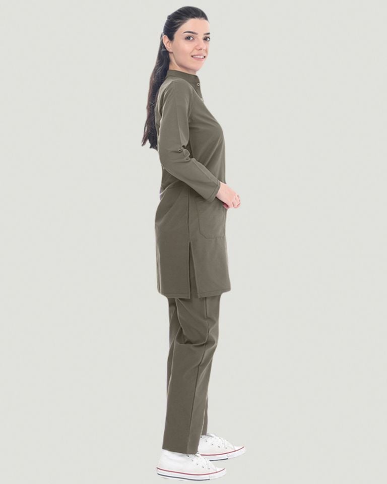 CORE-FLEX LİKRALI TESETTÜR UNİFORMA  TAKIM L - Haki Yeşil