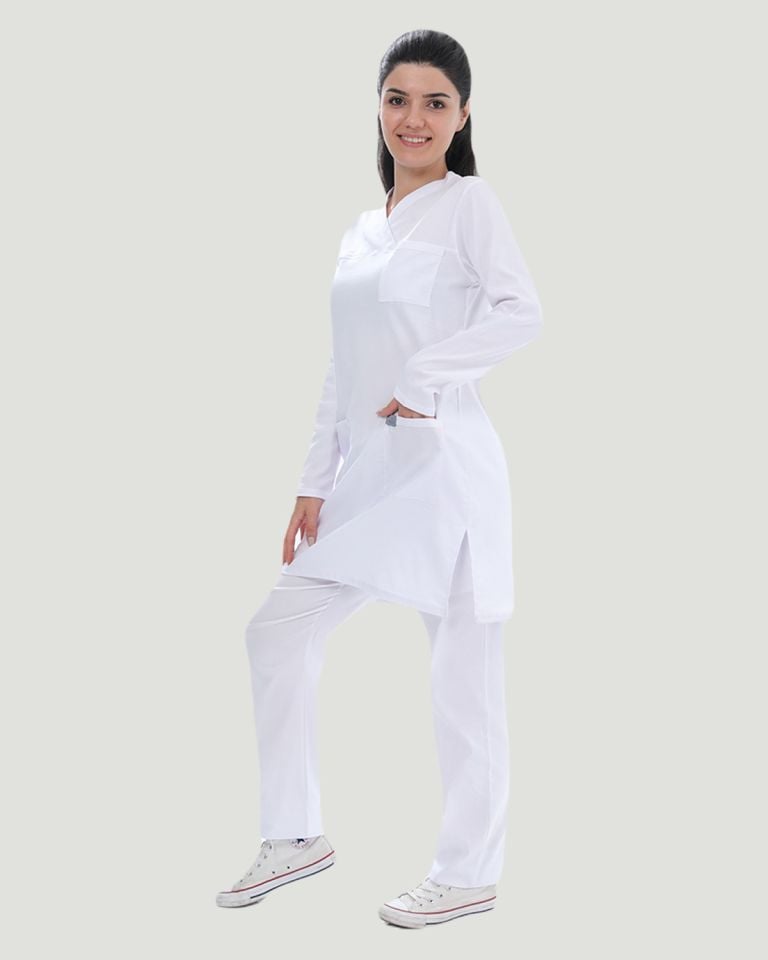 CORE-FLEX LİKRALI TESETTÜR UNİFORMA  TAKIM Beyaz - XL