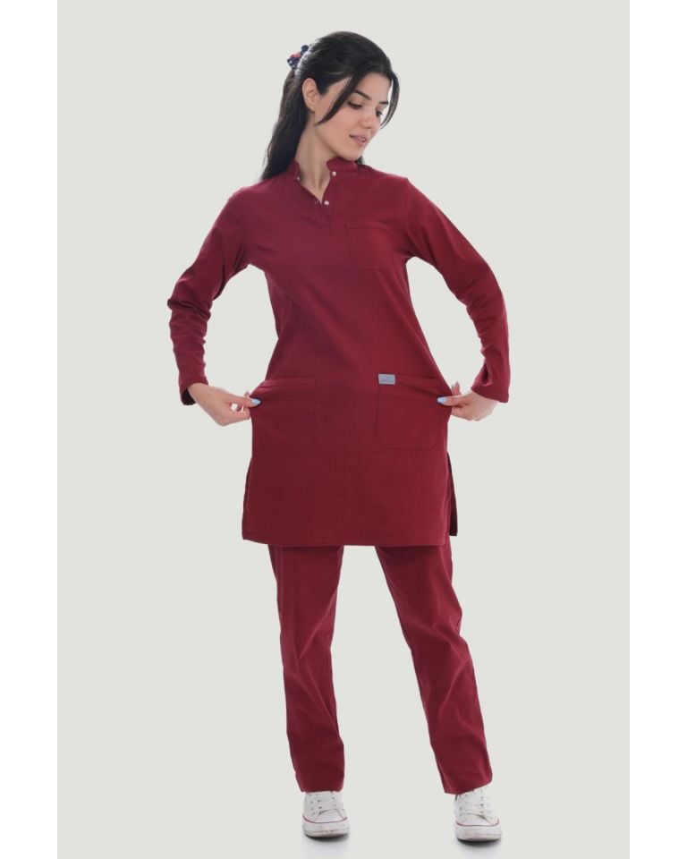 CORE-FLEX LİKRALI TESETTÜR UNİFORMA  TAKIM S - Bordo