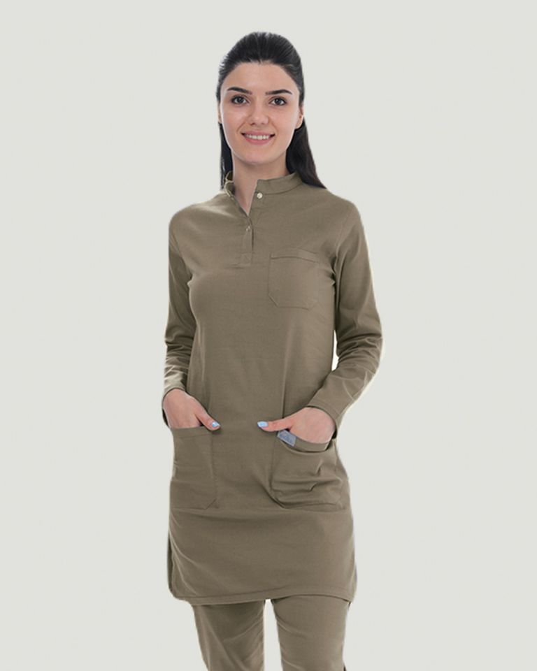 TEK ÜST U- FLEX LİKRALI TESETTÜR   S - Haki Yeşil