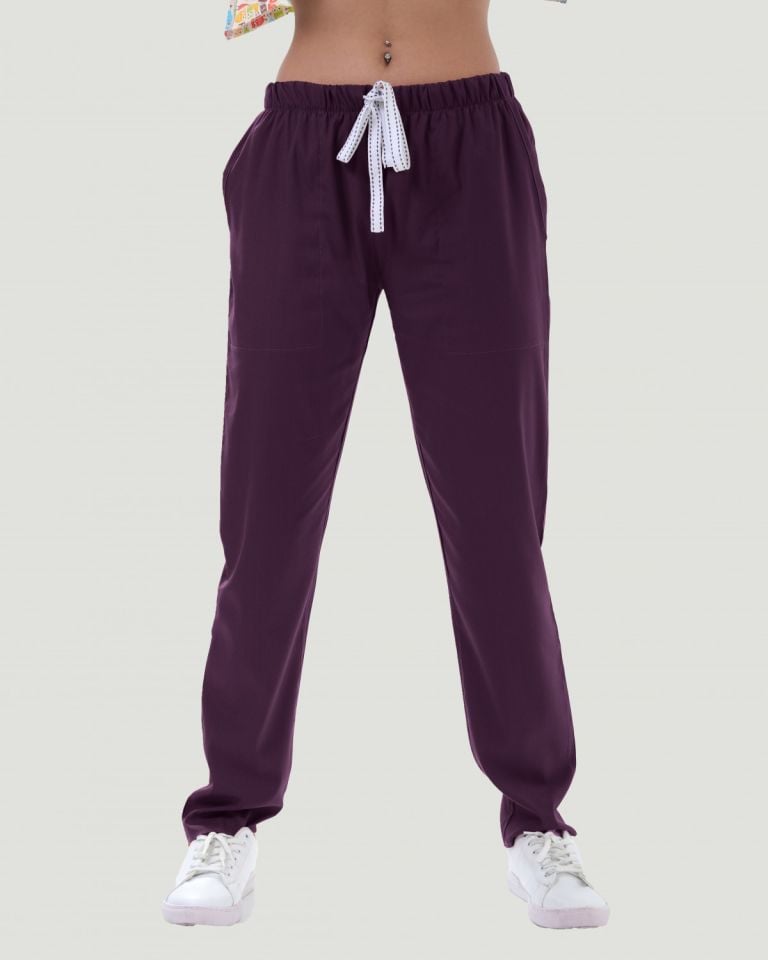 TERİKOTON KADIN  PANTOLON (İNCE KUMAŞ ) Mürdüm - XXL
