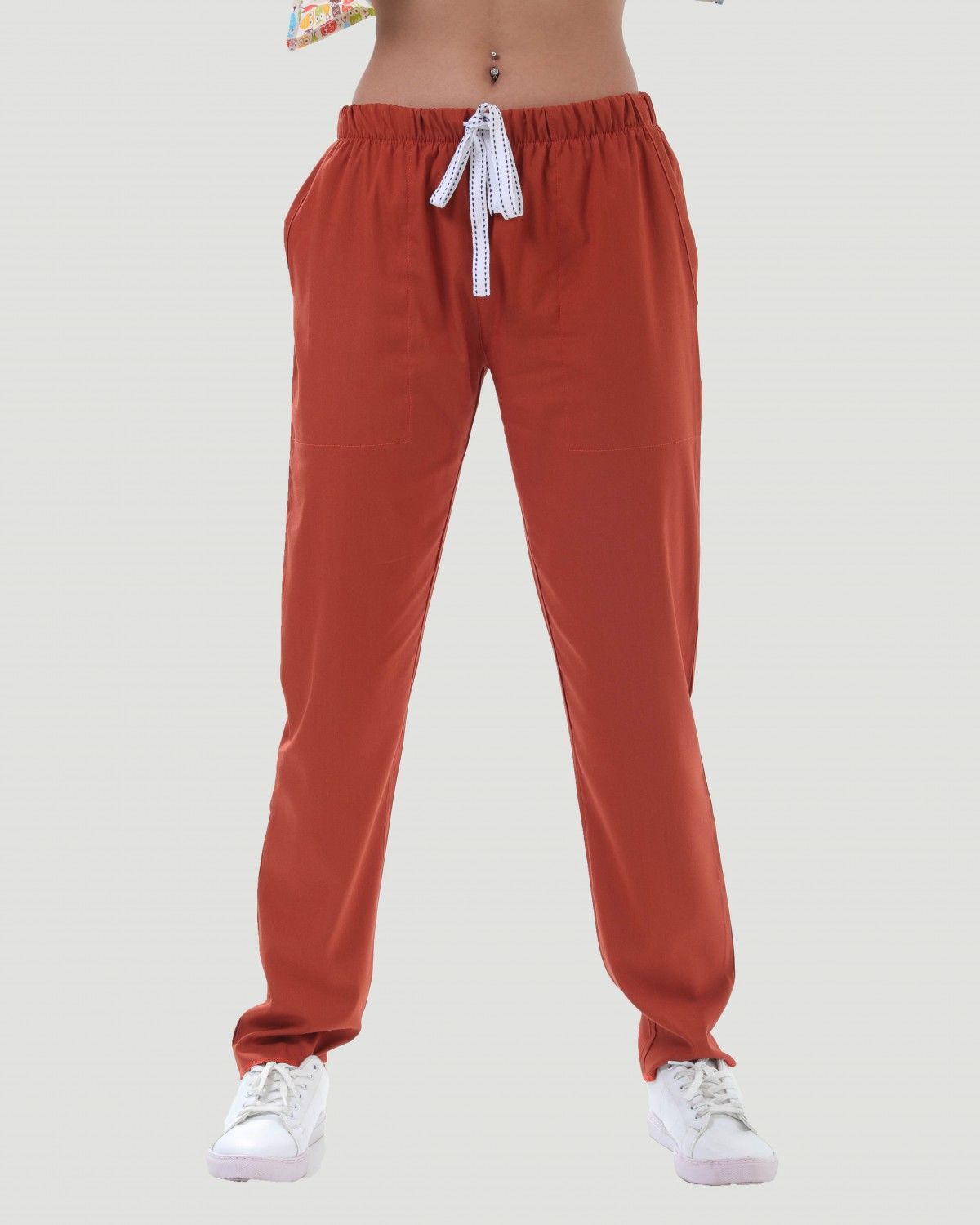 TERİKOTON KADIN  PANTOLON (İNCE KUMAŞ ) XXL - Kiremit