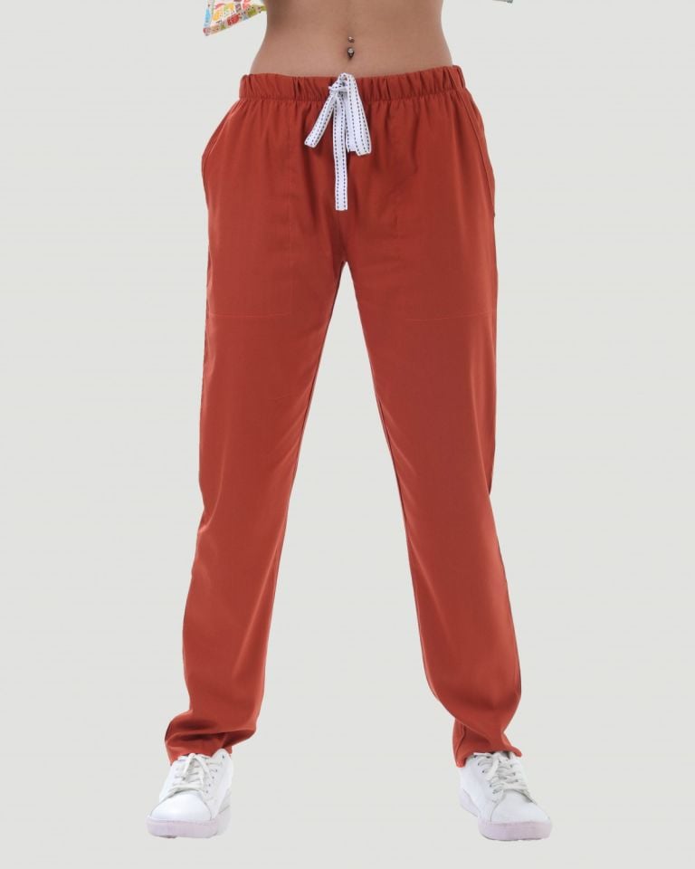 TERİKOTON KADIN  PANTOLON (İNCE KUMAŞ ) XXL - Kiremit