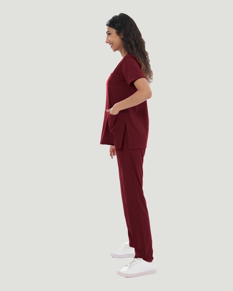U-FLEX LİKRALI KADIN CERRAHİ TAKIM XS - Bordo