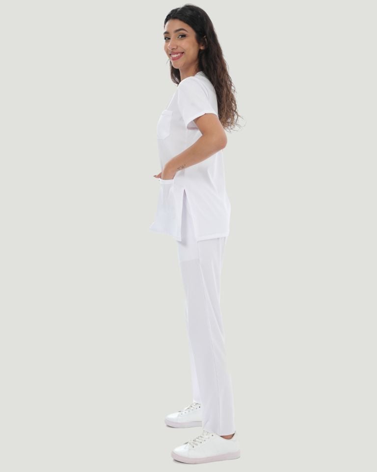 U-FLEX LİKRALI KADIN CERRAHİ TAKIM XS - Beyaz