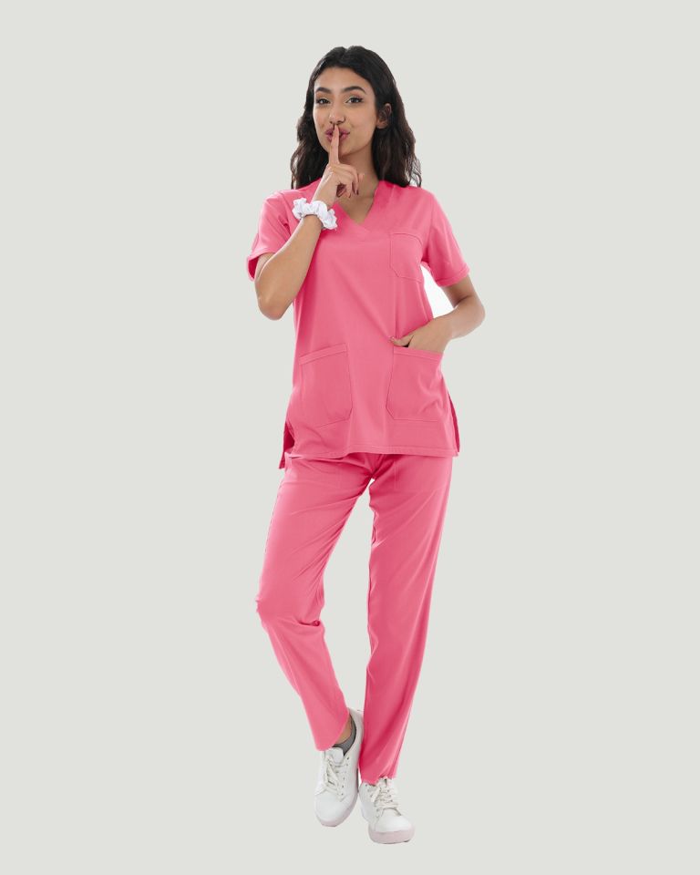 U-FLEX LİKRALI KADIN CERRAHİ TAKIM S - Nar Çiçeği