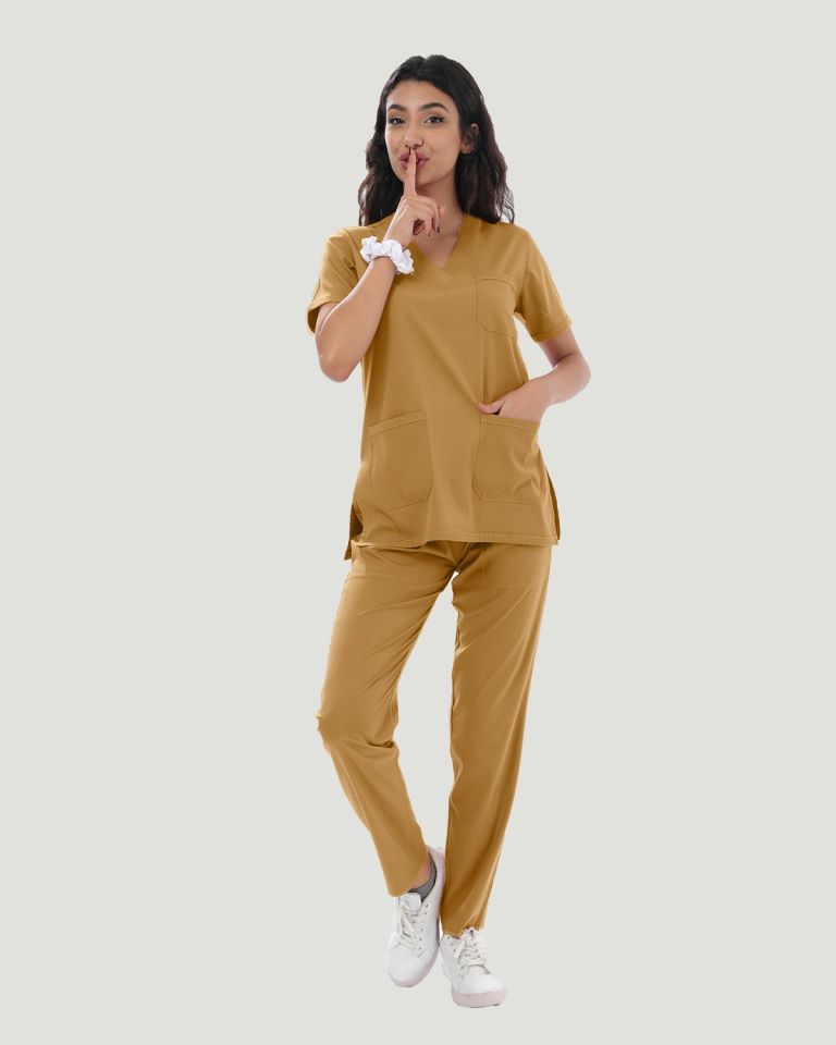 U-FLEX LİKRALI KADIN CERRAHİ TAKIM XL - Hardal