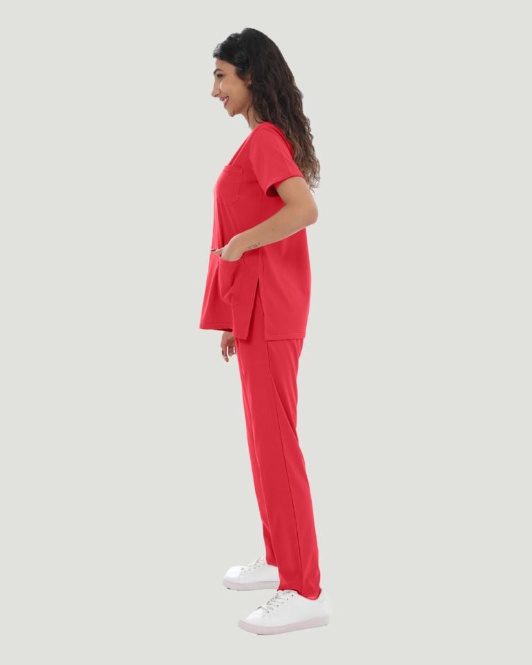 U-FLEX LİKRALI KADIN CERRAHİ TAKIM Kırmızı - XL