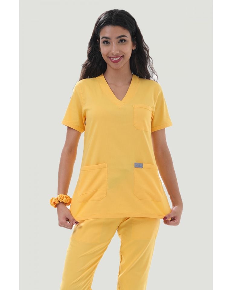 U-FLEX LİKRALI KADIN CERRAHİ TAKIM XXL - Sarı