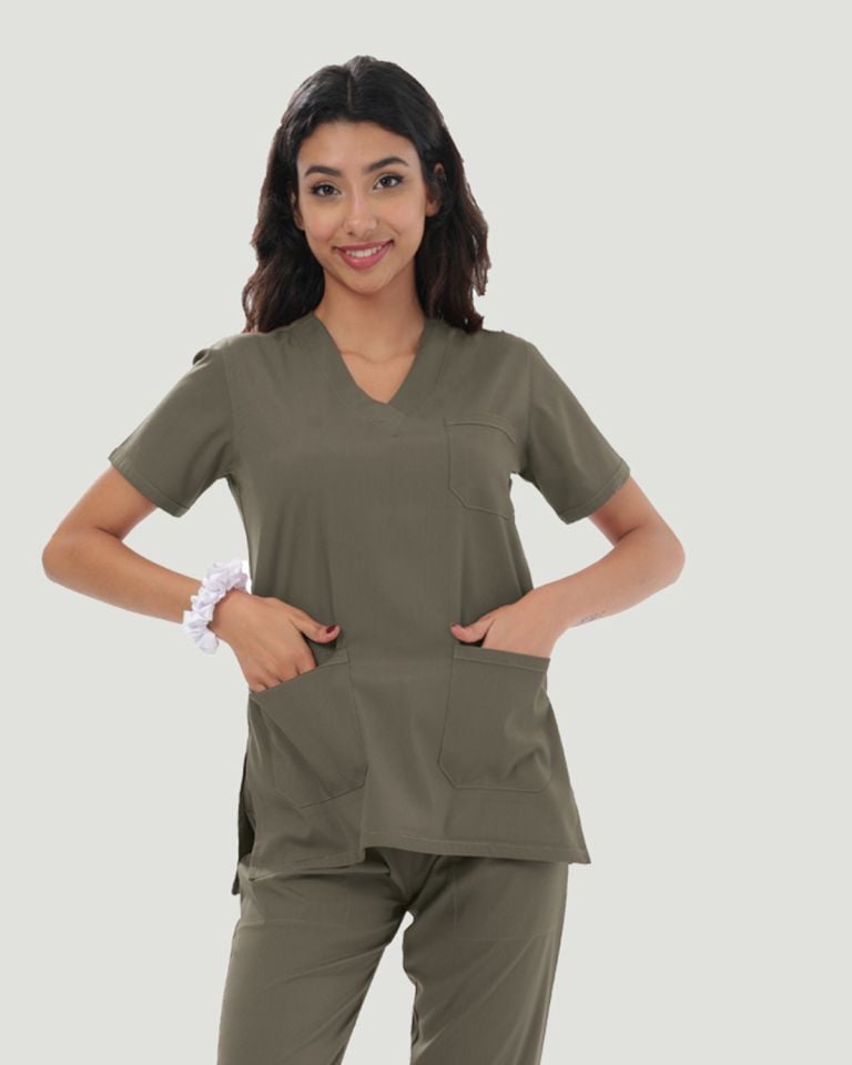 CORE FLEX  LİKRALI KADIN CERRAHİ TAKIM M - Haki Yeşil