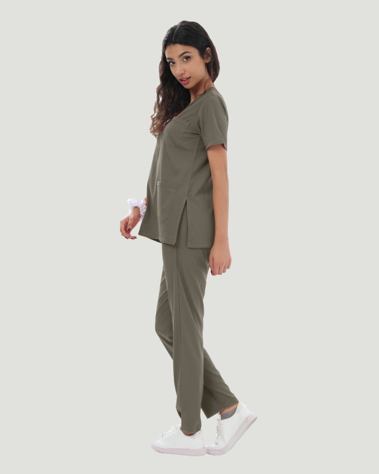 CORE FLEX  LİKRALI KADIN CERRAHİ TAKIM M - Haki Yeşil