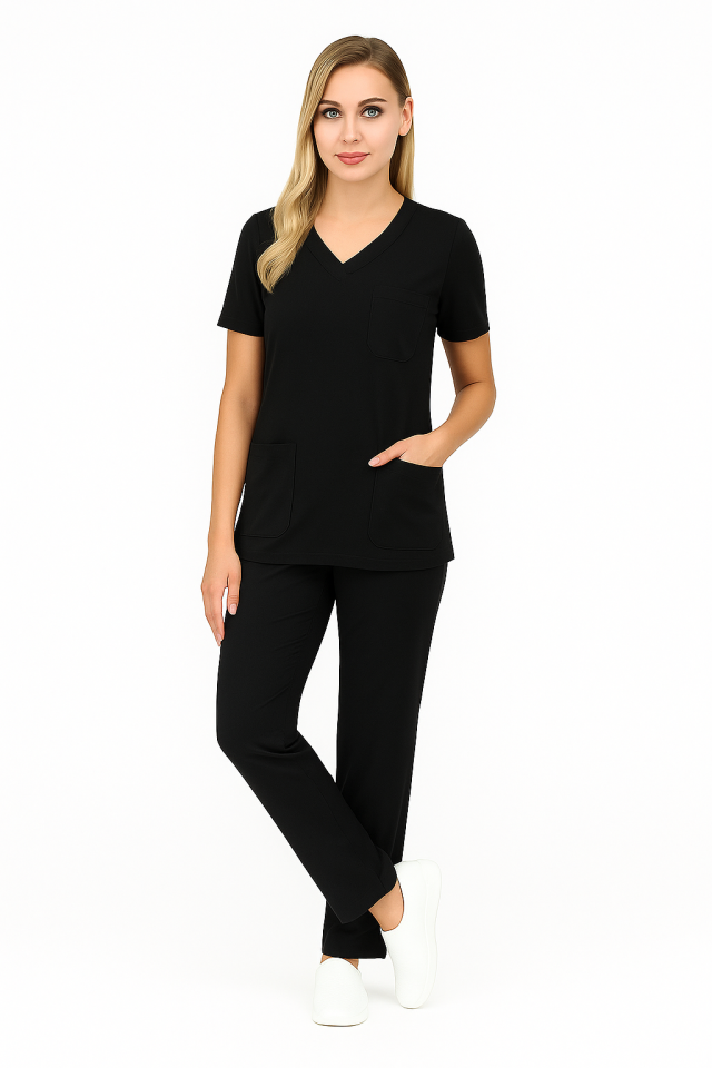 CORE FLEX  LİKRALI KADIN CERRAHİ TAKIM Siyah - XL