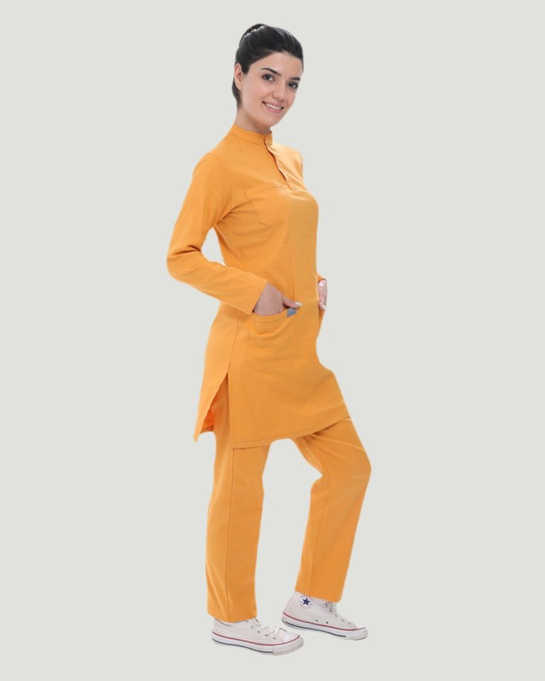 U-FLEX LİKRALI TESETTÜR CERRAHİ FORMA TAKIM XS - Koyu Hardal