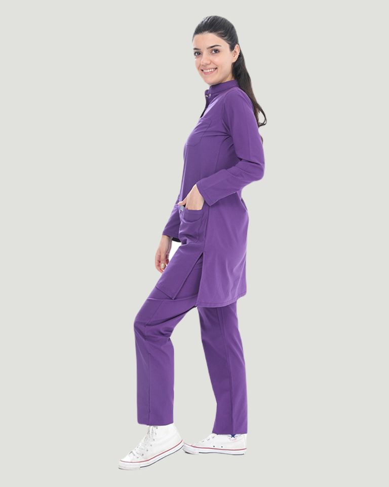 U-FLEX LİKRALI TESETTÜR CERRAHİ FORMA TAKIM XS - Özel Mor
