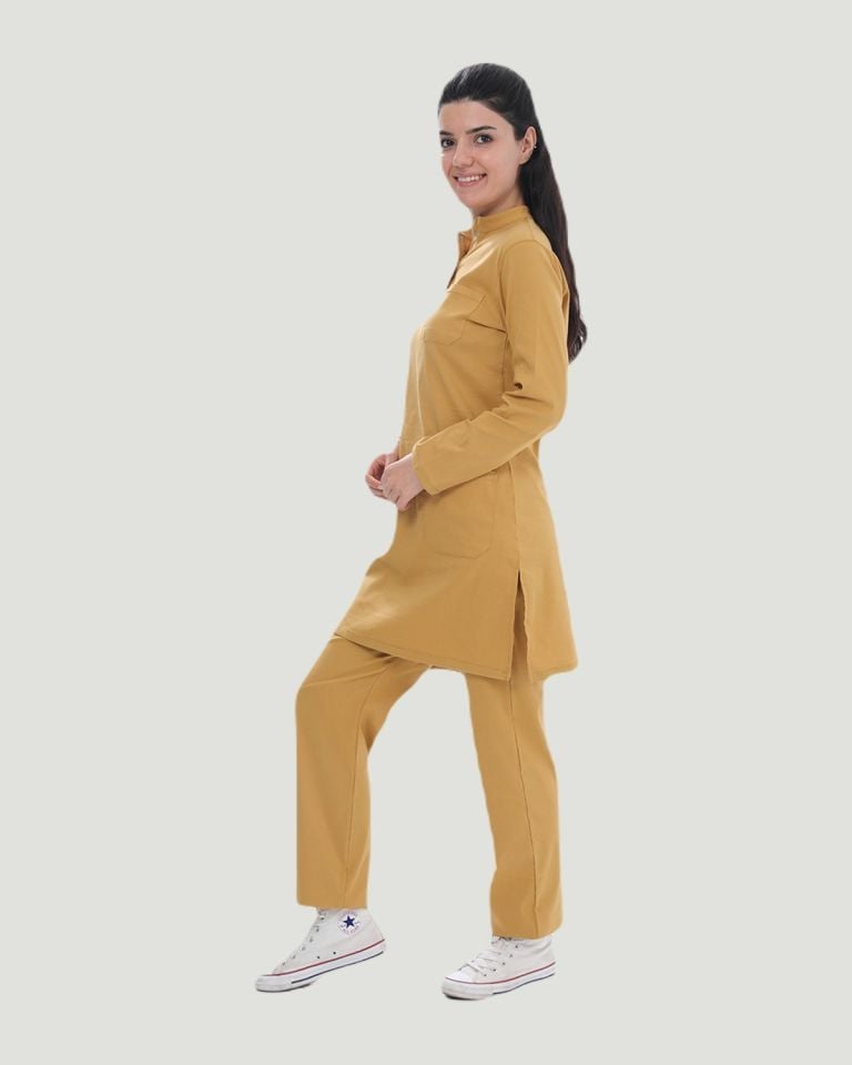 U-FLEX LİKRALI TESETTÜR CERRAHİ FORMA TAKIM S - Hardal
